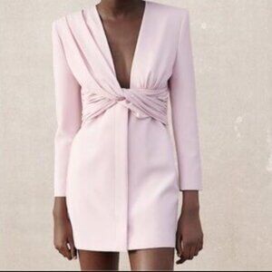 NWT ZARA Twist Detail Draped Mini Blazer Dress Blogger’s Favorite